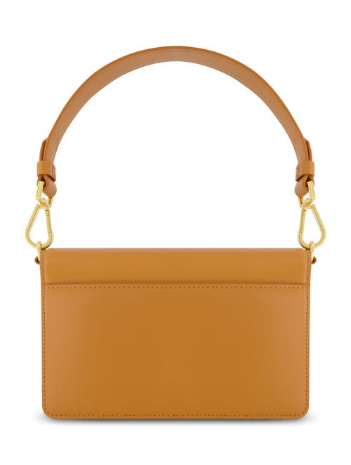 Mac Duggal Classic Leather Gold Plated Hardware Shoulder Bag In Toffee