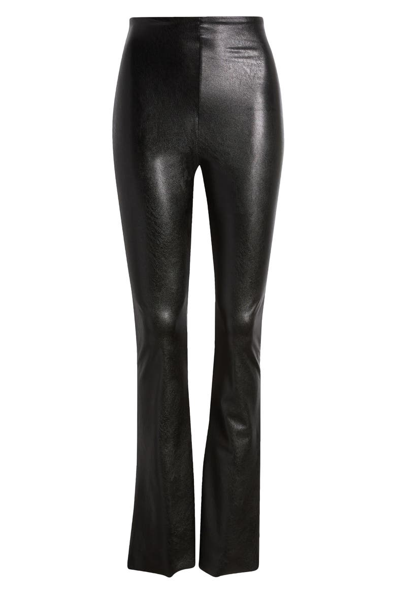 Faux Leather Flare Leggings, Alternate, color, BLACK