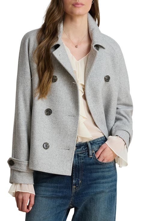 Double Breasted Wool Blend Crop Coat