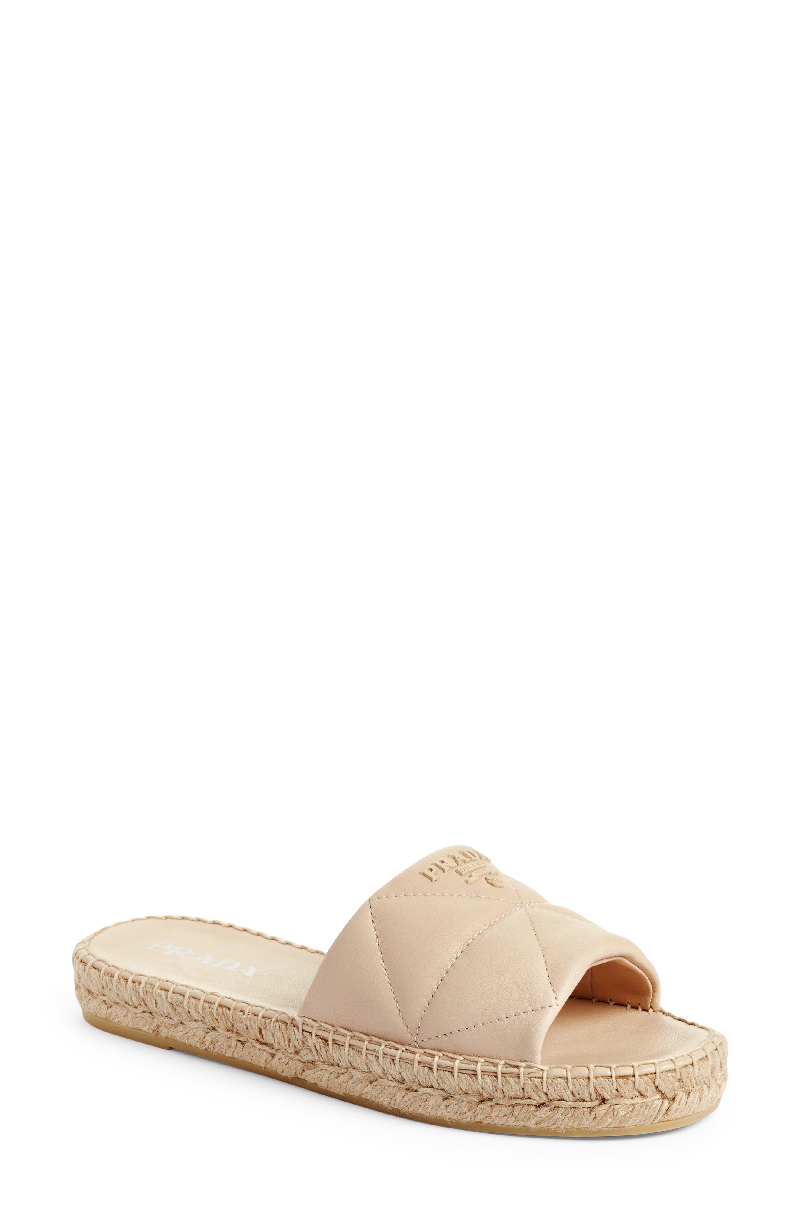 Quilted Leather Slide Sandal, Main, color, DESERTO