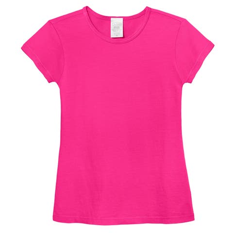 Girls Organic Cotton Soft Jersey Cap Sleeve Crew Tee (Toddler/Kids)