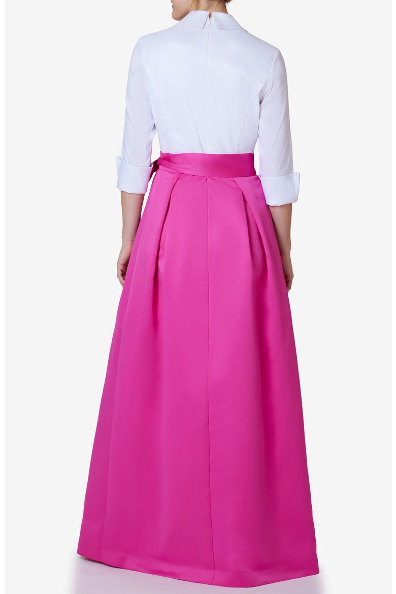 Mixed Media Ballgown, Alternate, color, FUCHSIA WHITE
