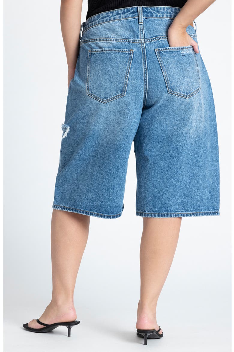 Ripped Denim Bermuda Shorts, Alternate, color, MEDIUM WASH