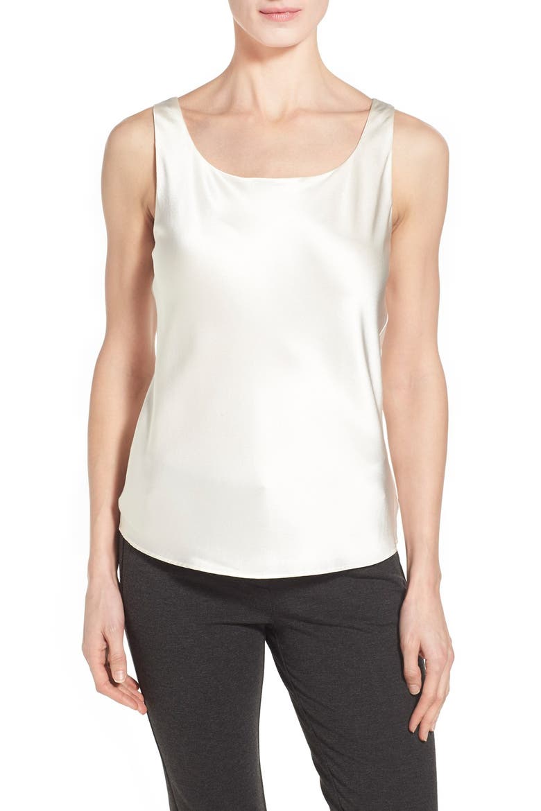 Silk Charmeuse Tank, Main, color, CLOUD