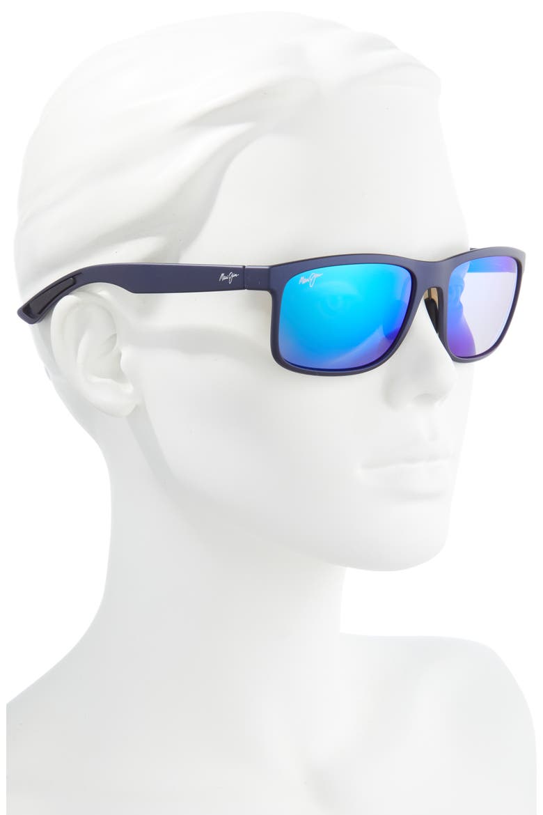 Huelo 58mm PolarizedPlus® Rectangular Sunglasses, Alternate, color, DARK BLUE/ BLUE HAWAII