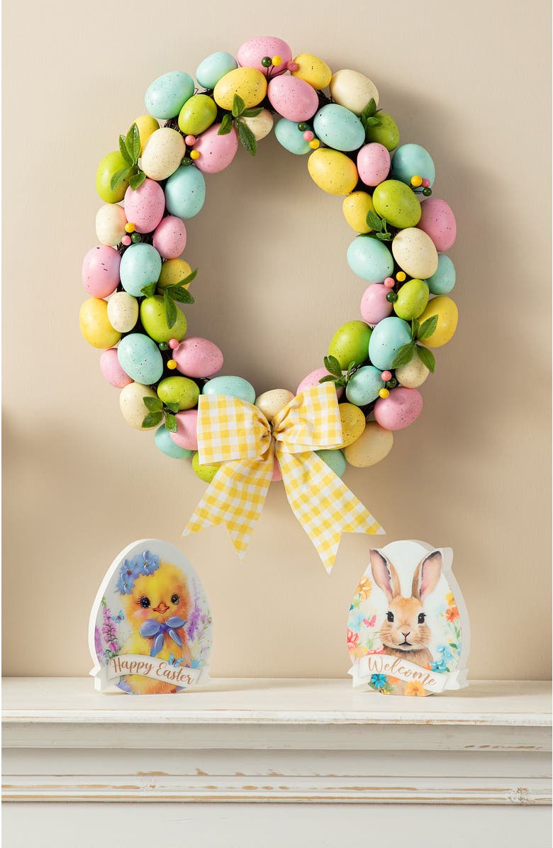 Glitzhome 18"D Easter Egg Shaped Eggs Wreath, Alternate, color, Blue