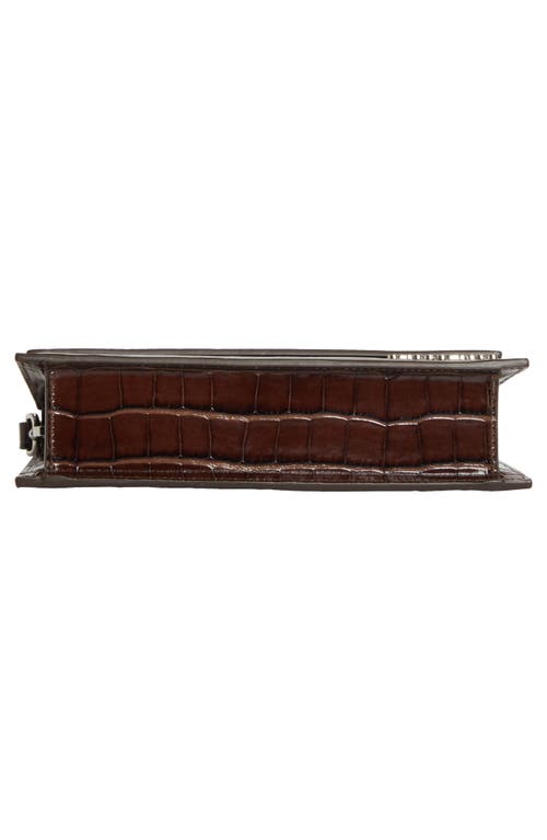 Jacquemus Le Chiquito Long Croc Embossed Leather Top Handle Bag In Dark Brown