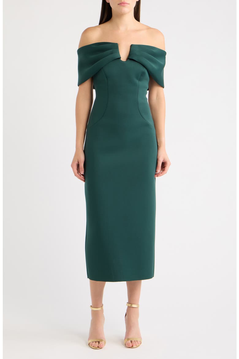 Off the Shoulder Cocktail Dress, Main, color, HUNTER