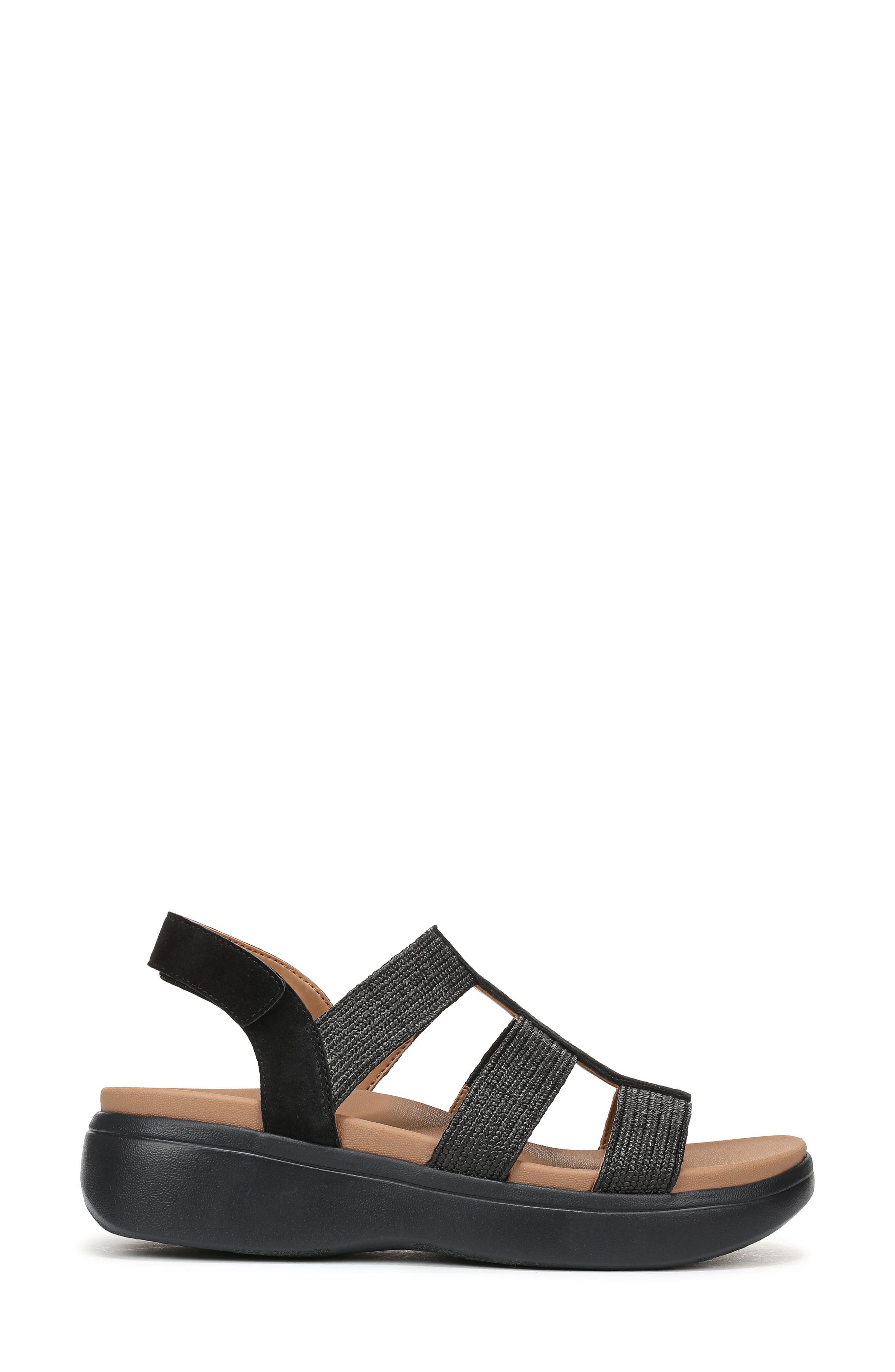 Vionic Sabrina Fisherman Platform Sandal, Alternate, color, Black Leather And Suede