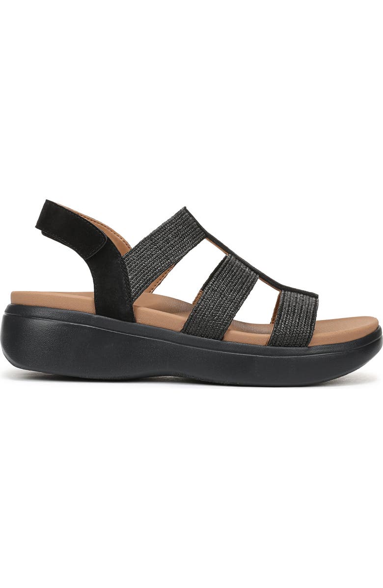 Vionic Sabrina Fisherman Platform Sandal, Alternate, color, Black Leather And Suede
