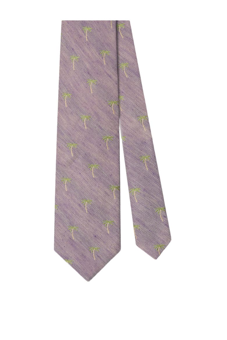 Robert Palm Silk Linen Best of Class Necktie, Main, color, Purple