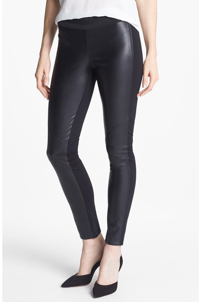 Denim 'Paloma' Faux Leather Leggings, Main, color, BLACK