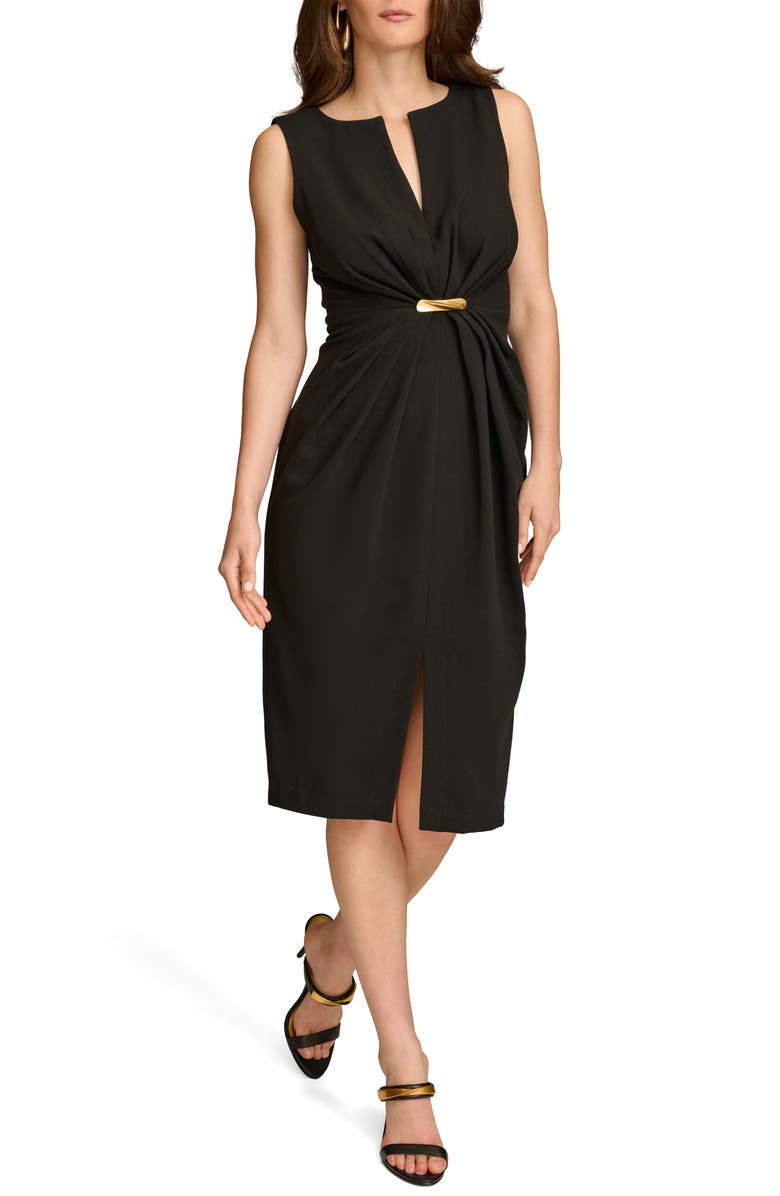 Donna Karan New York Caddy Crepe Midi Dress, Main, color, Black