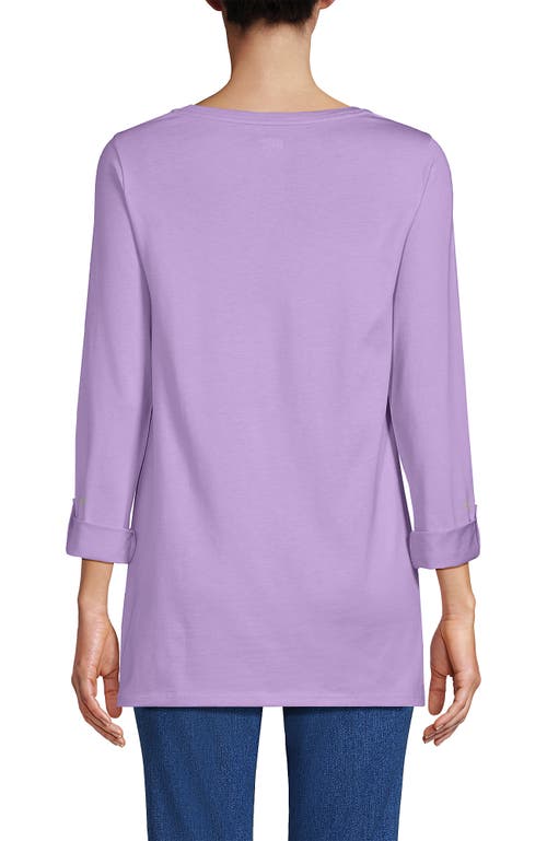 Lands' End Supima Cotton Adjustable 3/4 Sleeve Boatneck Tunic In Lilac Petal