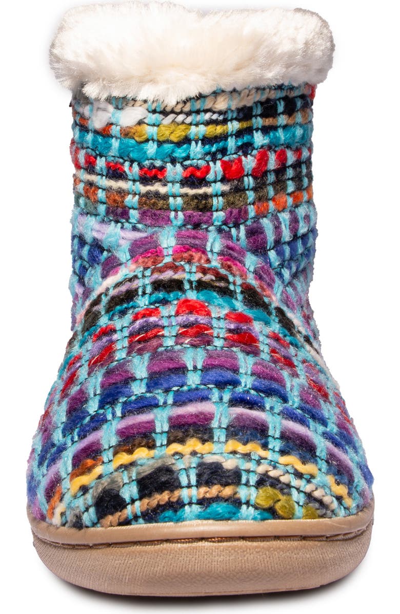 Minnetonka Betty Faux Fur Lined Slipper Bootie, Alternate, color, Turquoise Multi