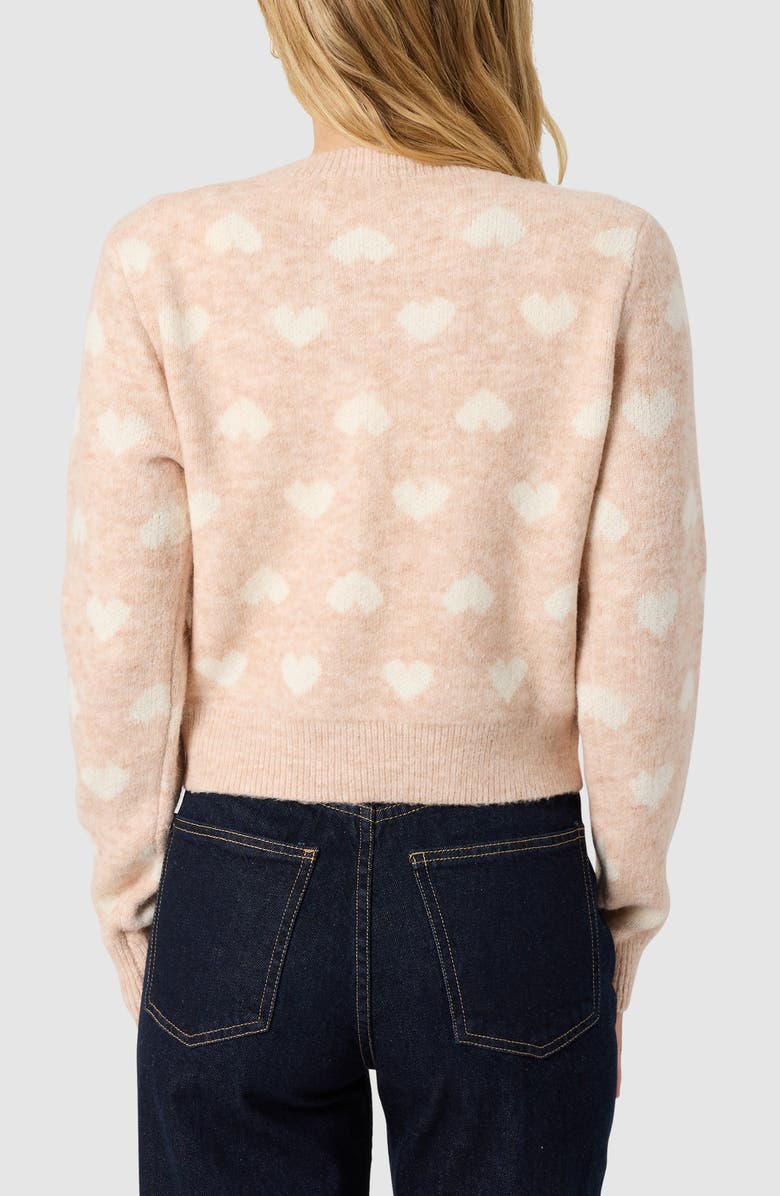 All in Favor Heart Jacquard Cardigan, Alternate, color, Oatmeal
