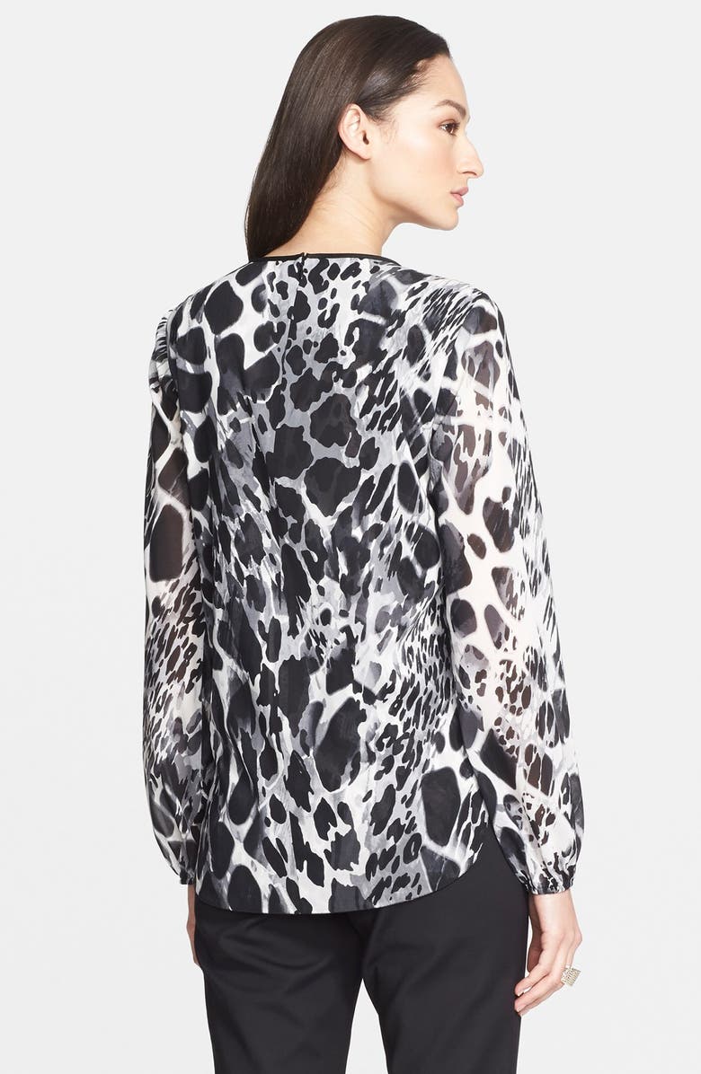 St. John Collection Animal Print Silk Georgette Blouse, Alternate, color, 