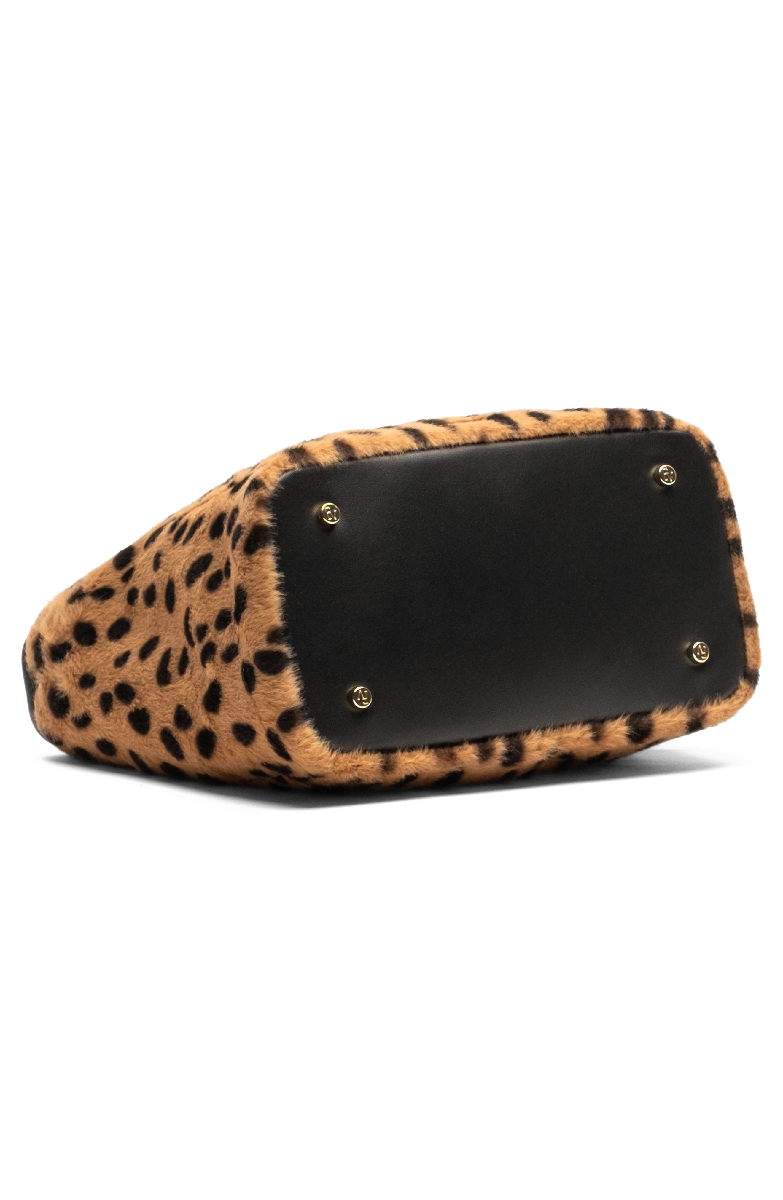 Frances Valentine Small June Cheetah Print Faux Fur Shoulder Bag, Alternate, color, Camel/Black