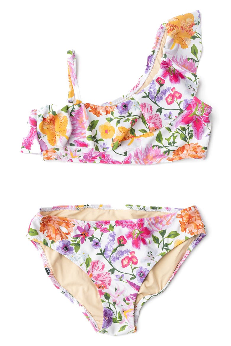 Kids' Summer Garden UPF 50+ 2-Piece Bikini, Main, color, WHITE MULTI