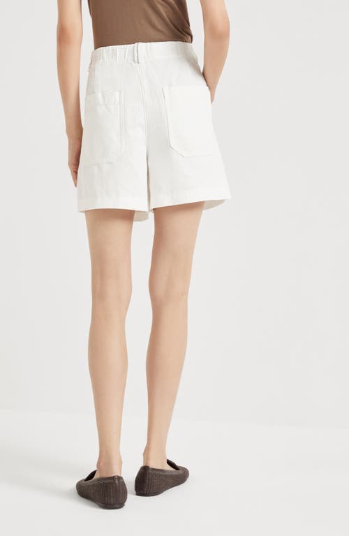 Shop Brunello Cucinelli Baggy Shorts With Monili In White