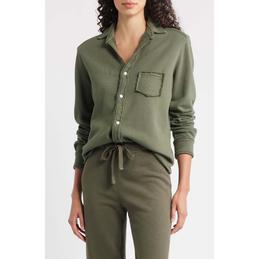 Frank & Eileen Eileen Relaxed Cotton Terry Button-up Shirt In Green