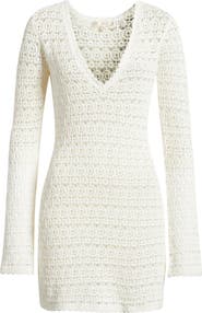 LoveShackFancy Vespa Long Sleeve Cotton Crochet Minidress