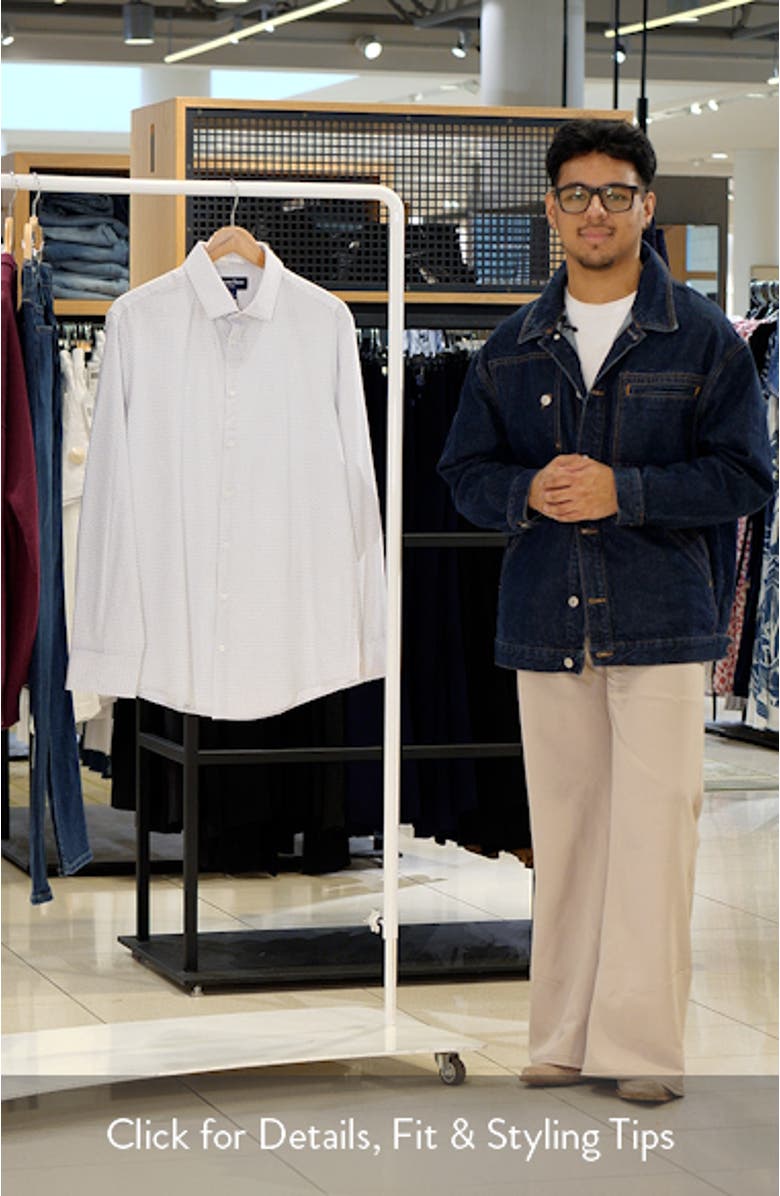 Leeward Trim Fit Diamond Print Performance Button-Up Shirt, sales video thumbnail