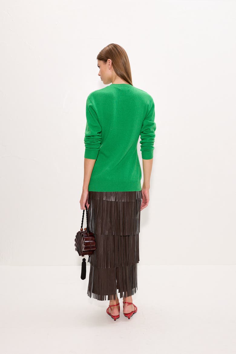 Za Za Vegan Leather Fringe Skirt, Alternate, color, Dark Choco Brown