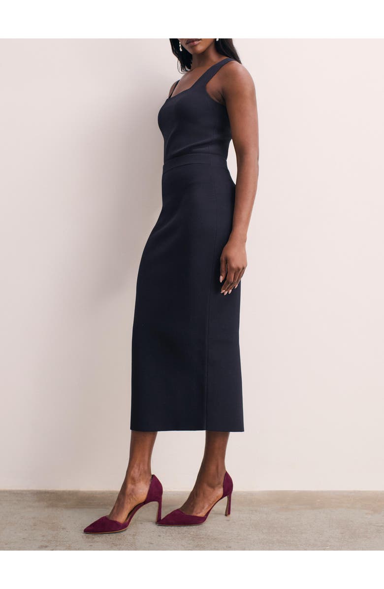 The Fold Santon Sculpt Knit Skirt, Alternate, color, Navy