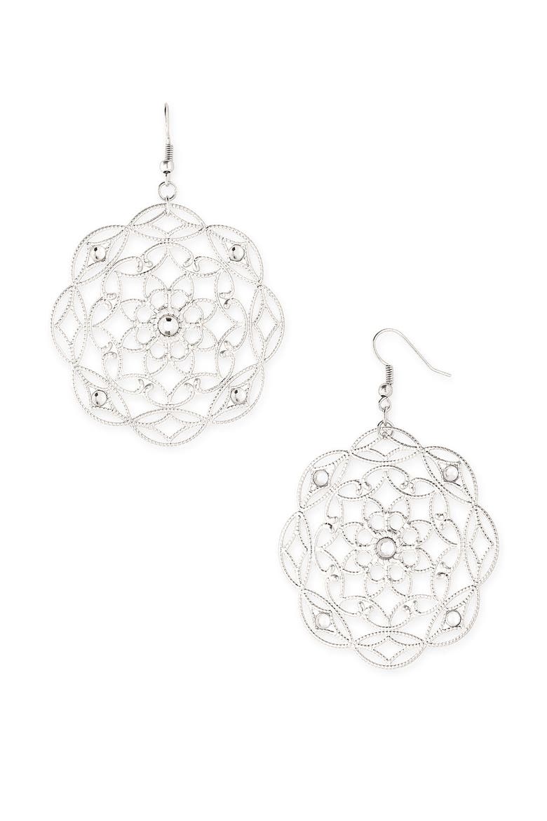 Filigree Earrings, Main, color, WHITE