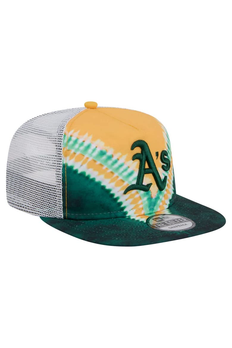 Men's New Era Athletics Tie-Dye Golfer Trucker Adjustable Hat, Alternate, color, Dark Green