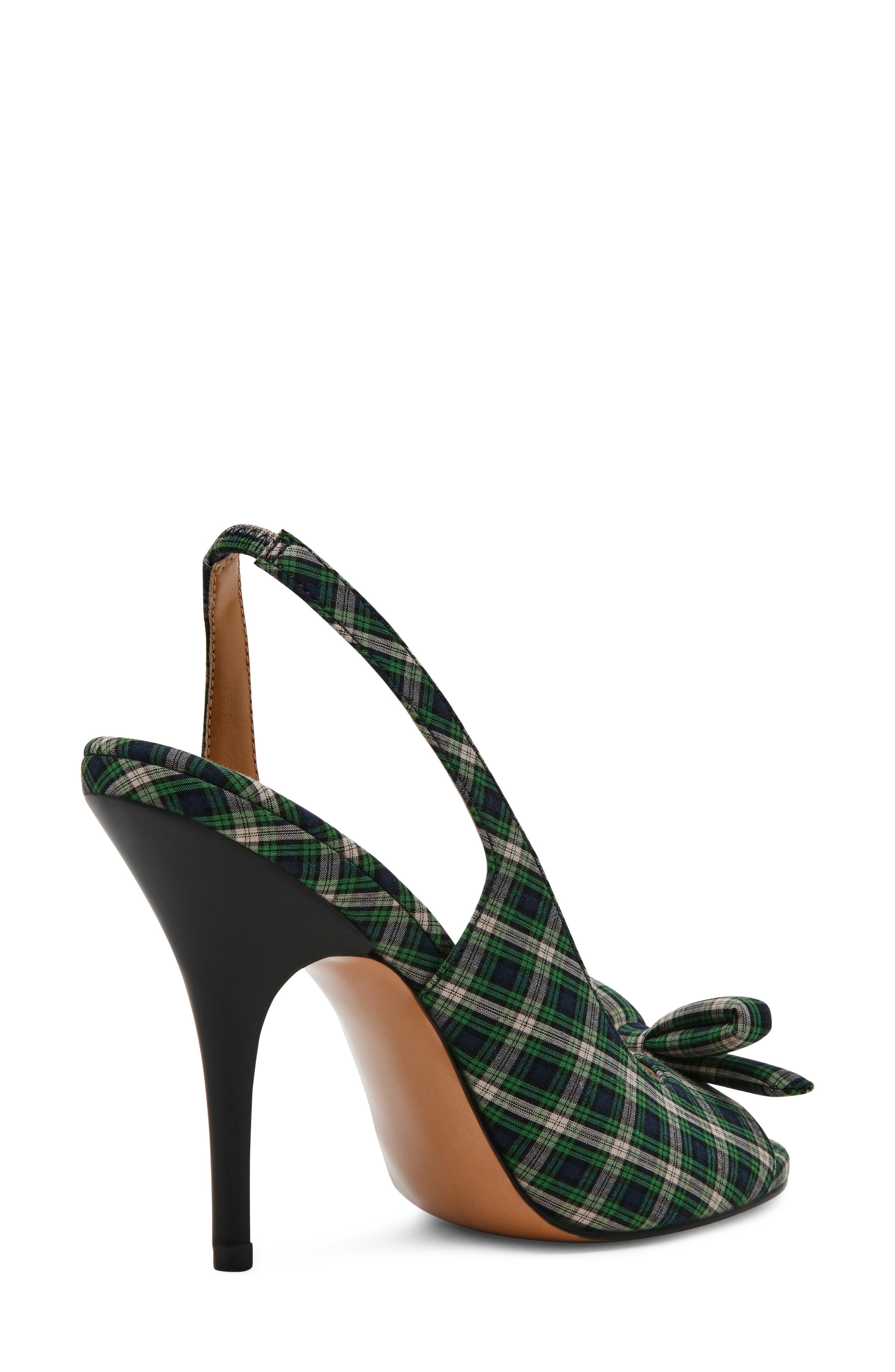 Flounce Slingback Sandal, Alternate, color, GREEN PLAID