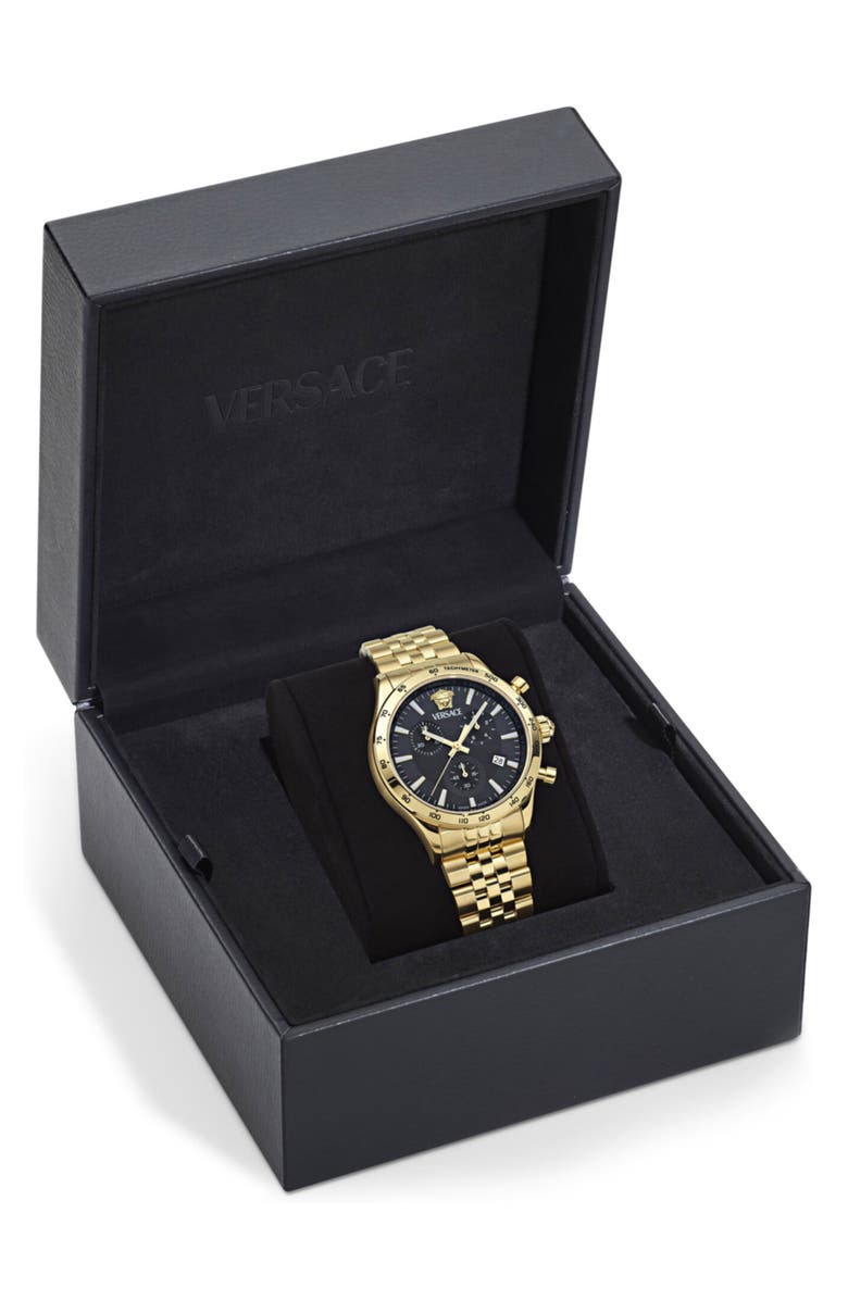 Versace Hellenyium Bracelet Chronograph Watch, 40mm, Alternate, color, Gold