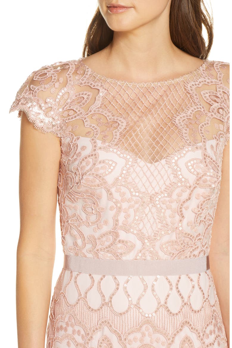 Sequin Lace Body-Con Cocktail Dress, Alternate, color, ANTIQUE PINK