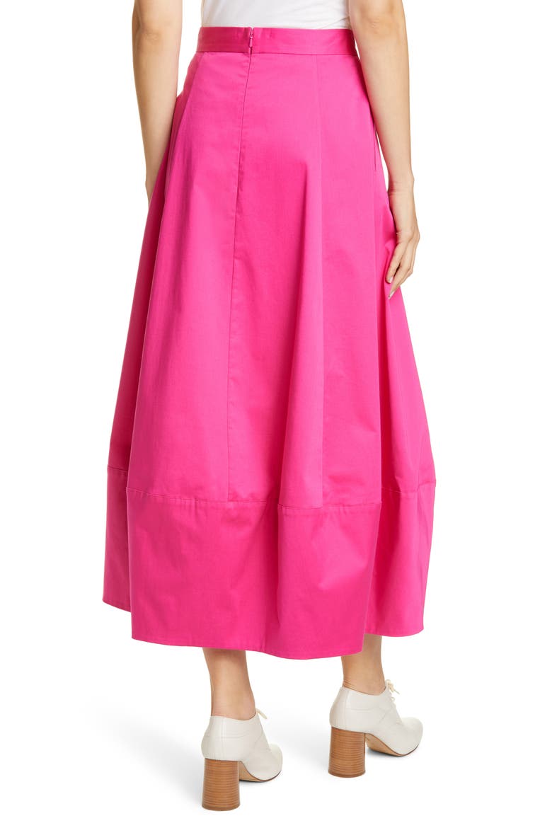 Bubble Poplin Midi Skirt, Alternate, color, CERISE