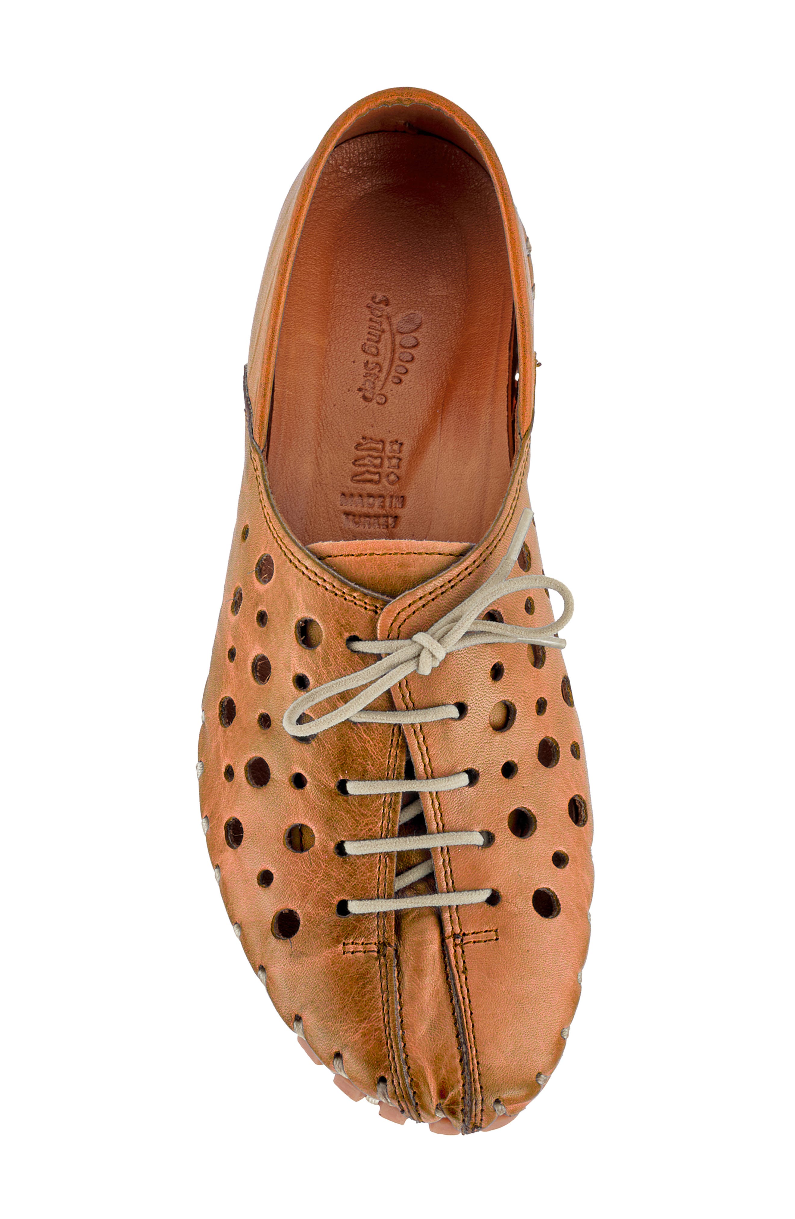 Spring Step Moonwalk Perforated Leather Shoe, Alternate, color, Camel