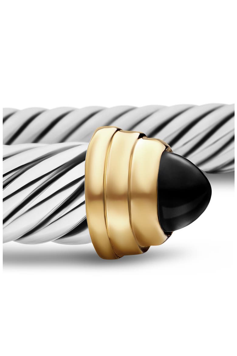 Classic Cable Bracelet in Sterling Silver with 14K Yellow Gold & Semiprecious Stone, 5mm, Alternate, color, BLACK ONYX