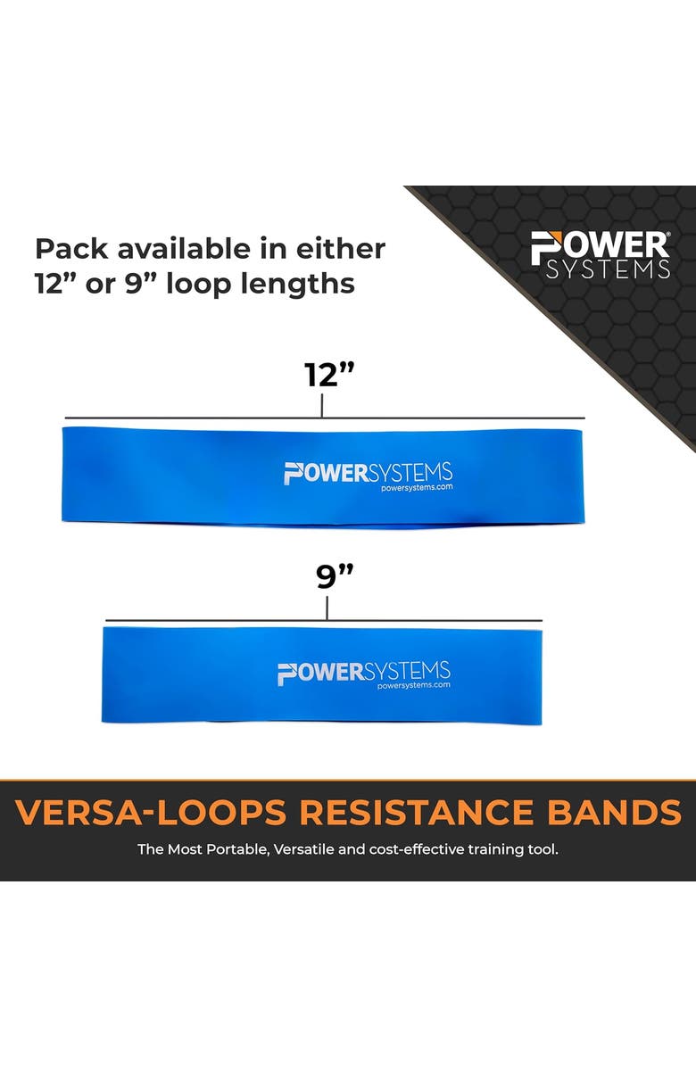 Power Systems 12" Versa Loop Resistance Band Durable Workout Bands, Alternate, color, Light Blue