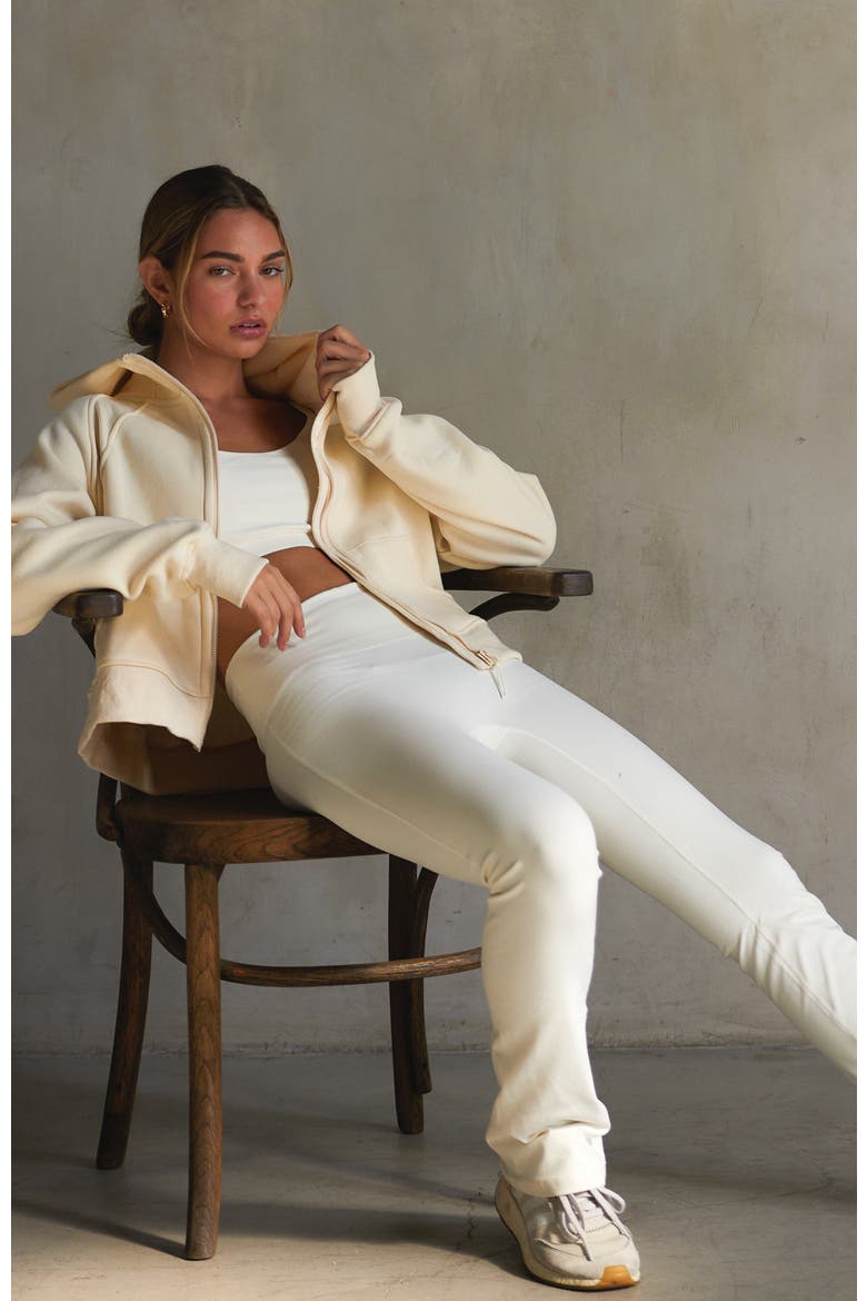 Effortless Fleece Full Zip Hoodie, Alternate, color, Bone