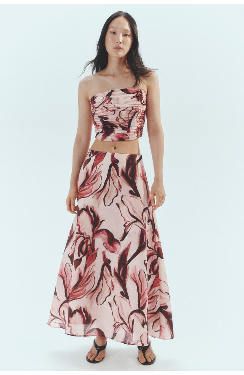 H&M Cropped Bandeau Top, Alternate, color, Light Pink/Floral