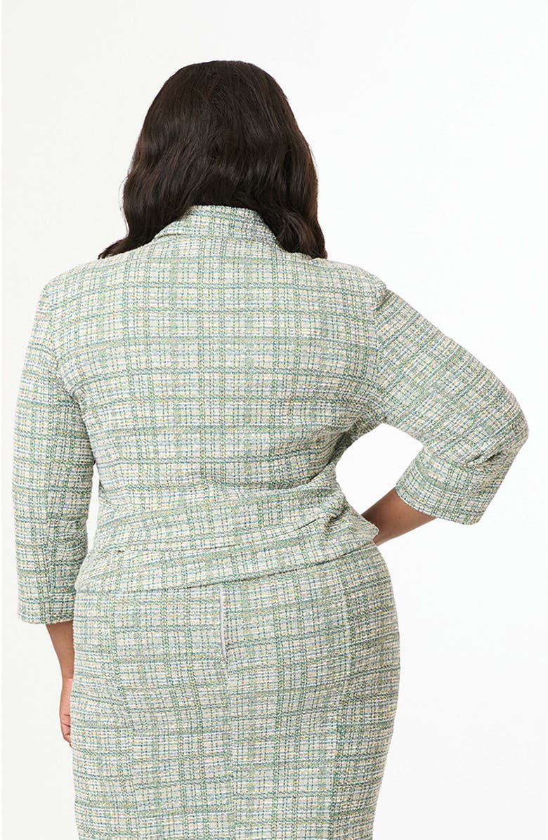 Unique Vintage Plus Size Boucle Peplum Jacket, Alternate, color, Green Plaid