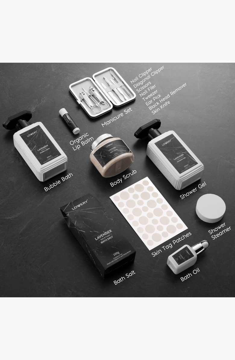 Lovery Lavender 18-Piece Birthday Gift Basket, Alternate, color, Black Marble