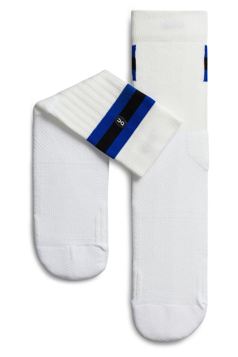 Tennis Crew Socks, Main, color, WHITE/ INDIGO