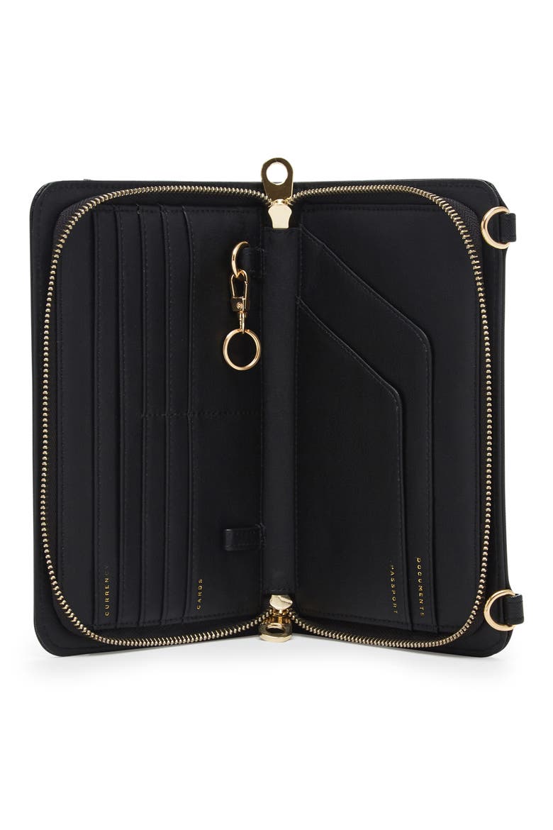 Faux Leather RFID Travel Wallet, Alternate, color, BLACK