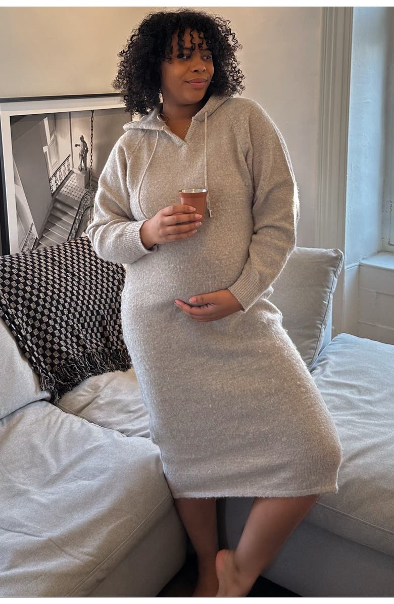 PinkBlush Hooded Sweater Midi Dress, Alternate, color, 