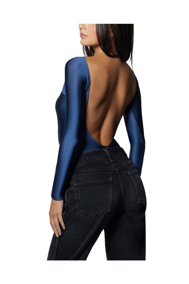 Liquid Contour Backless Bodysuit, Alternate, color, French Navy