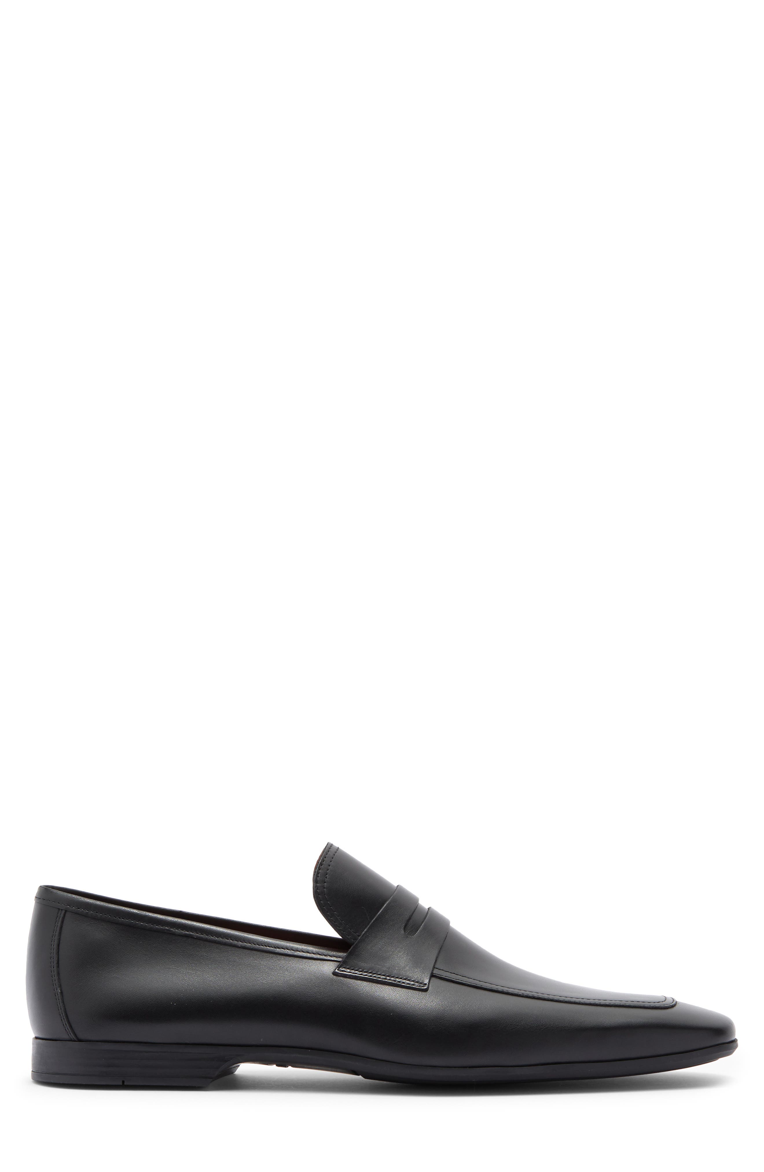 Magnanni Vince Leather Penny Loafer, Alternate, color, Vince Black