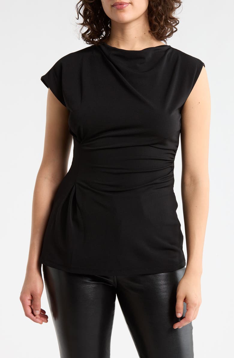 Elodie Asymmetric Draped Top, Main, color, Black