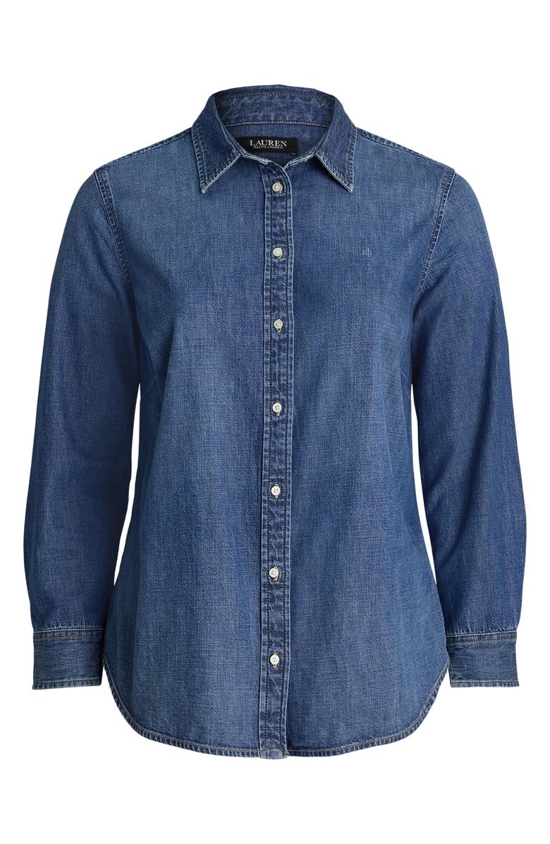 Lauren Ralph Lauren Jamelko Denim Button-Up Shirt, Alternate, color, Harvest Blue