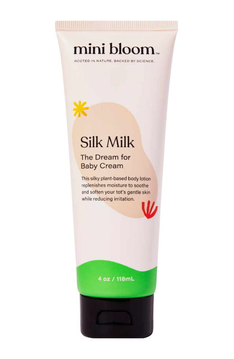mini bloom Silk Milk Baby Body Lotion, Main, color, Peach / Green